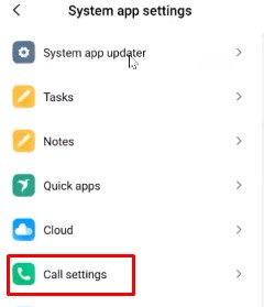 call settings
