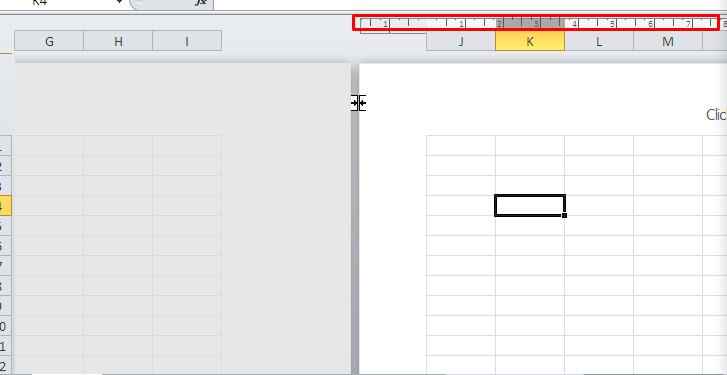 ruler ms excel 2010